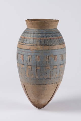 Blue-painted Storage Jar
