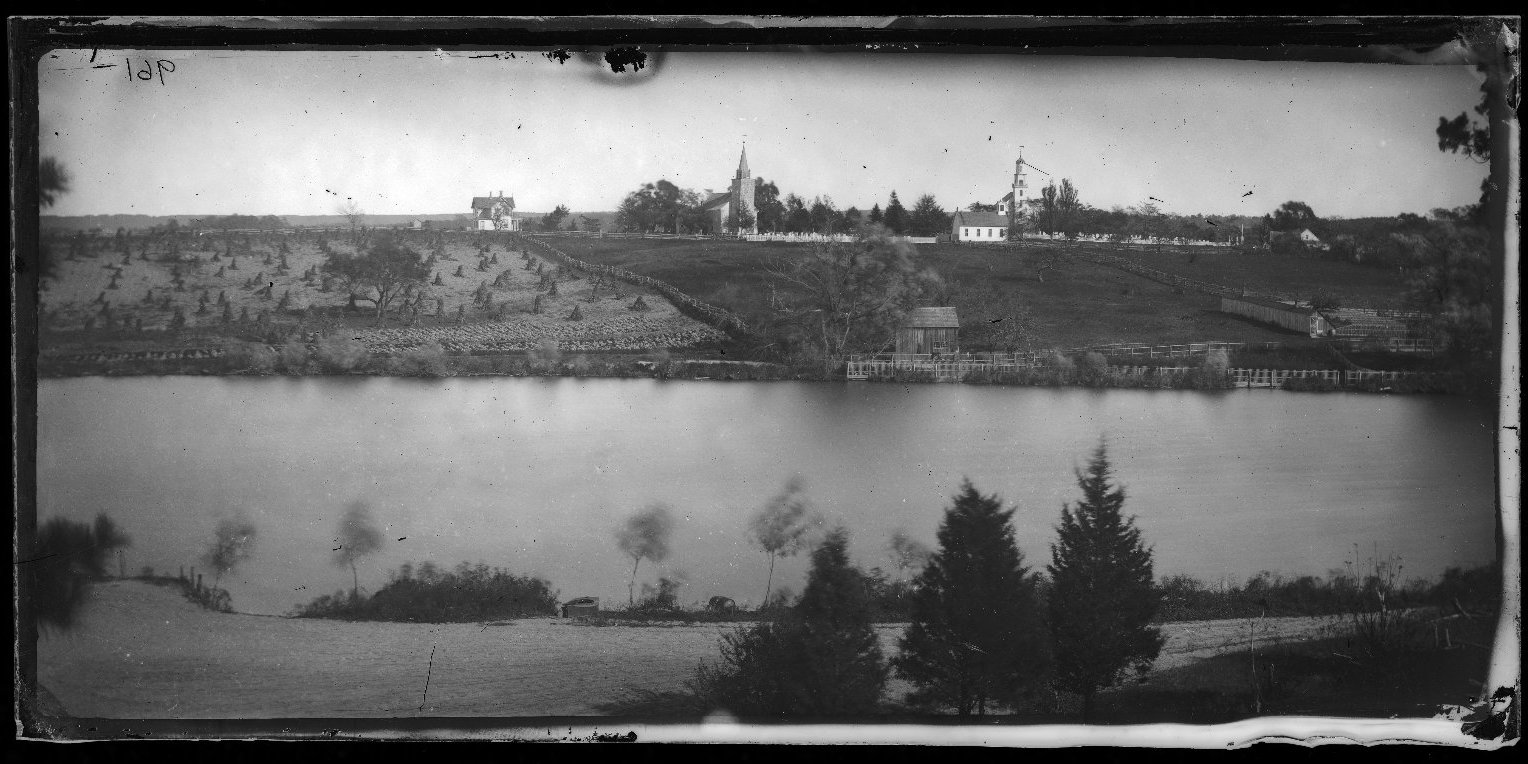 Mill Pond and Churches, Setauket, Long Island · Brooklyn Museum