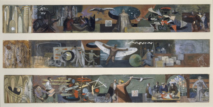 Three Studies for Flight Mural at Marine Air Terminal, LaGuardia