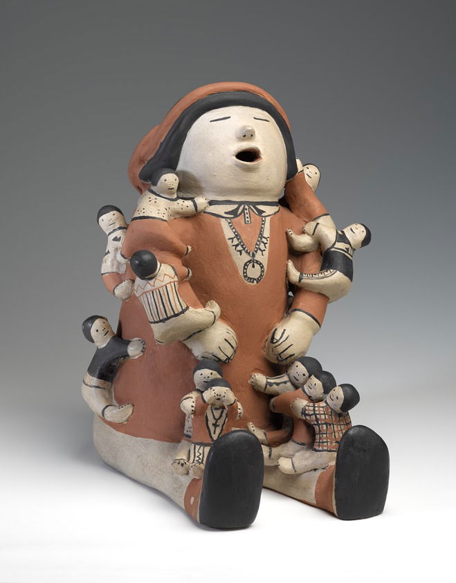 コチチ ストーリーテラー／Cochiti 陶器人形 Storyteller with Twenty