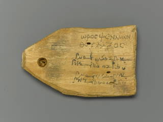 Tag for Mummy of a Stonecutter, with Text in Greek and Demotic