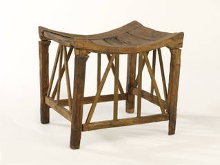 Wooden Stool with Latticework Bracing