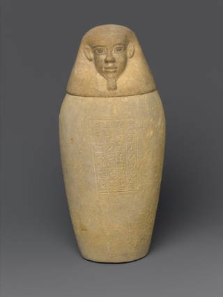 Canopic Jar and Lid (Depicting a Human)