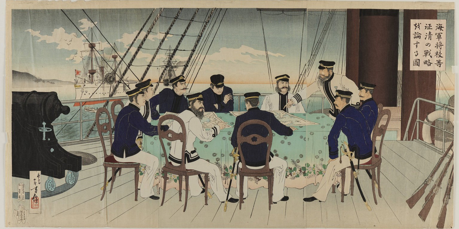 print-showing-officers-studying-maps-brooklyn-museum