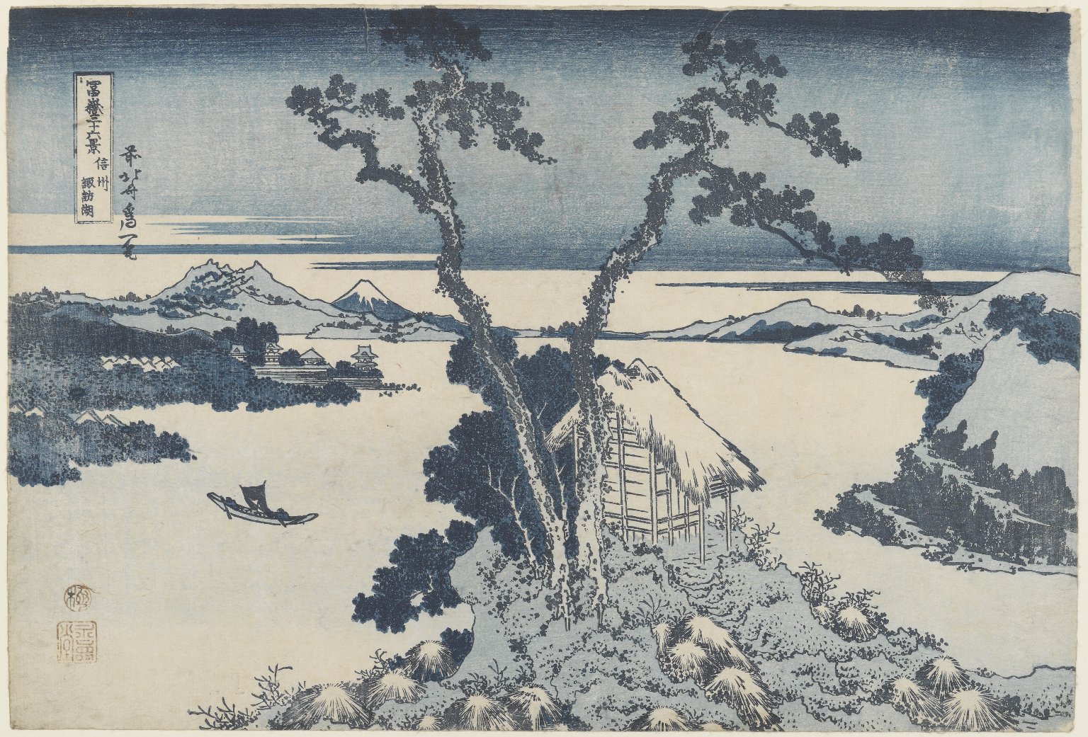 絵画「ライン川下り」F8号 Lake Suwa in Shinano Province, from the series Thirty-six Views of