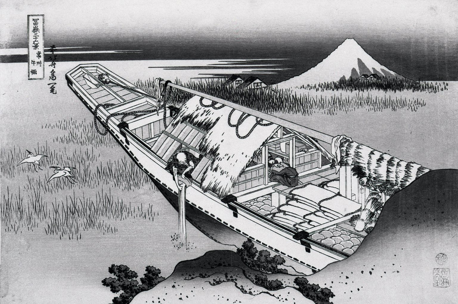 View of Fuji from a Boat at Ushibori from 