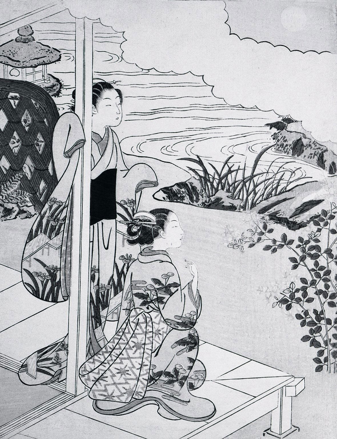 絵画 REVERIE 150-2 Two Girls on the Veranda Looking at the Moon · Brooklyn Museum