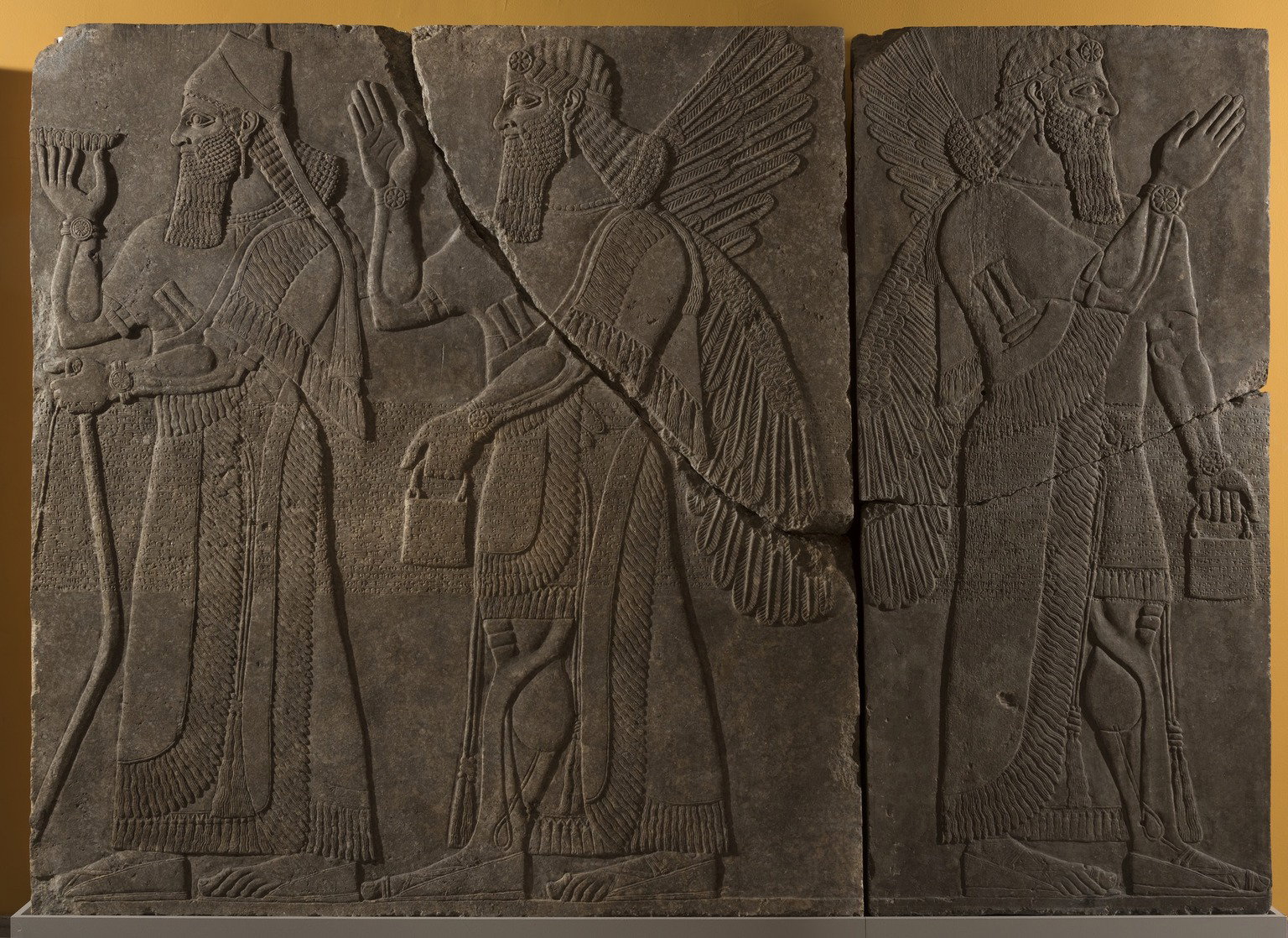 Apkallu-figure and King Ashur-nasir-pal II · Brooklyn Museum