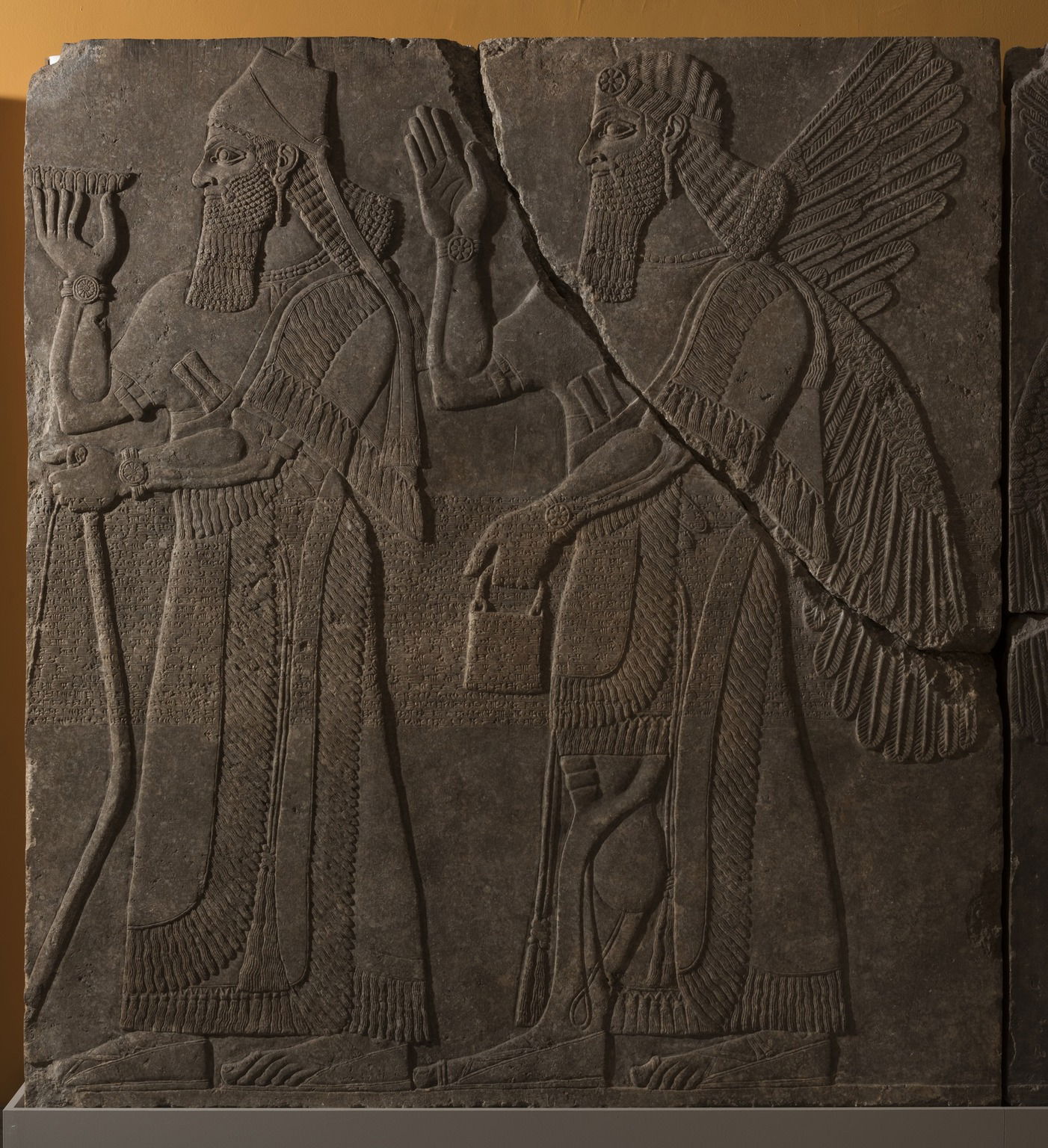 Apkallu-figure and King Ashur-nasir-pal II · Brooklyn Museum