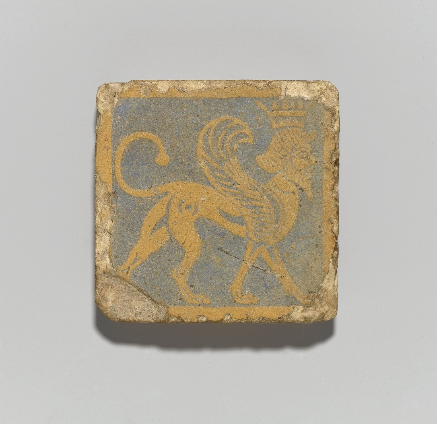 Tile with Winged, Crowned Sphinx · Brooklyn Museum