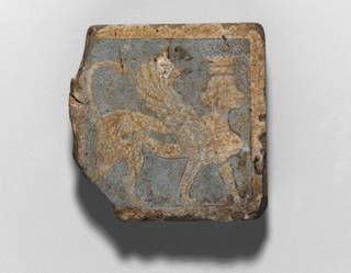 Tile with Winged Crowned Female Sphinx