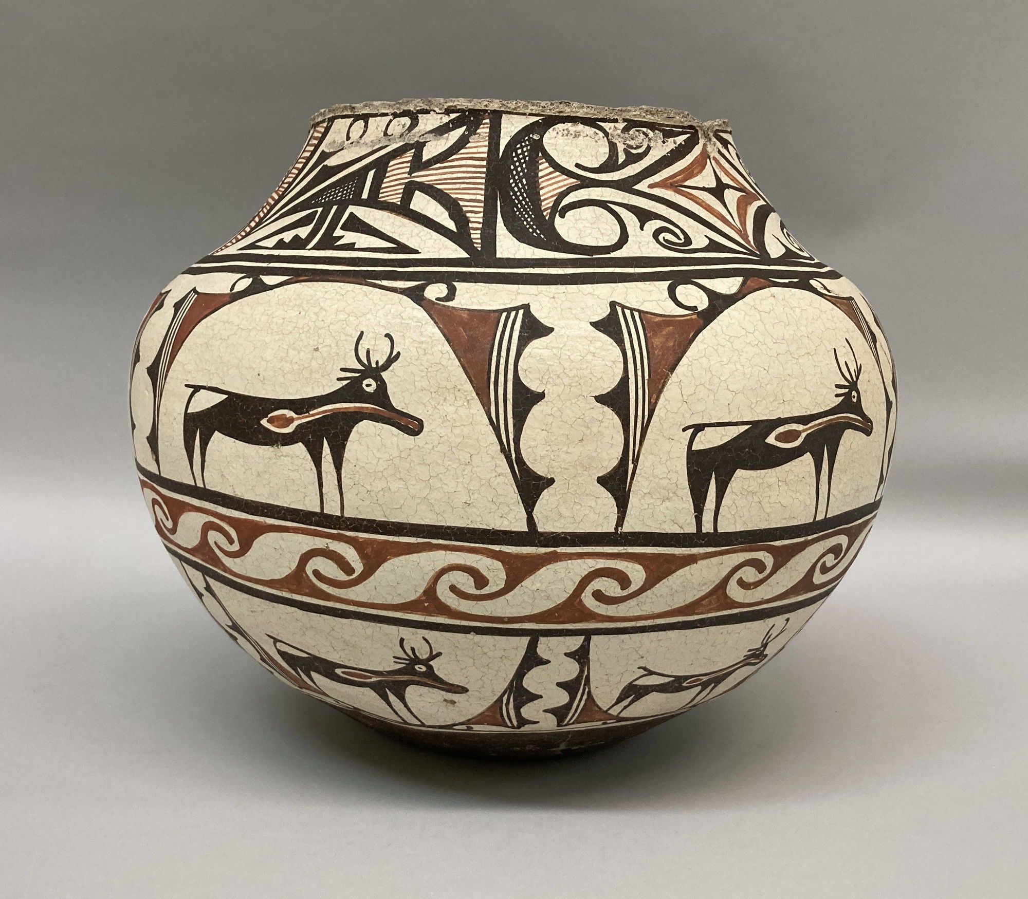 【WE】A.Tuboi 風景画 花瓶 SHOFU 松風陶器 MADE IN JAPAN　 Jar with Chinese bellflower design in sgraffito. (Kiku Inoue