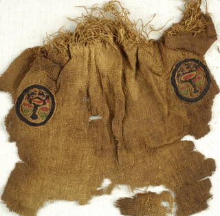 Fragment with 2 Roundels with Botanical and Animal Decoration