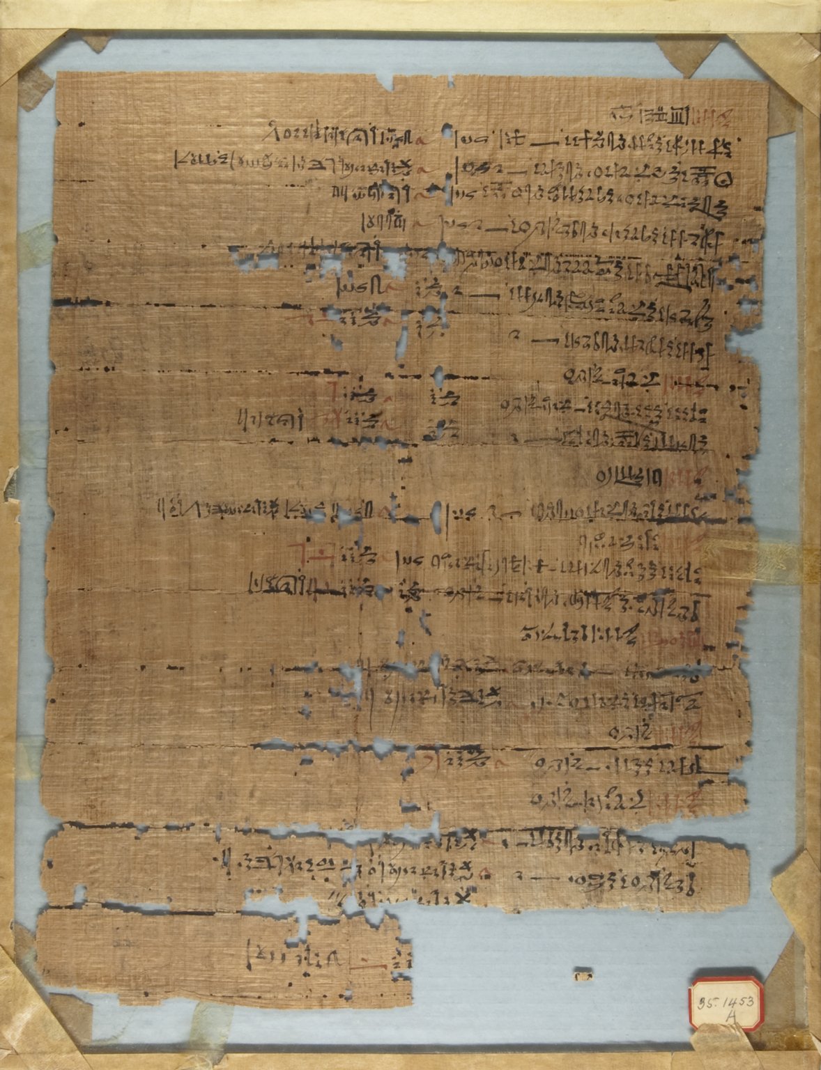 Papyrus Fragments Inscribed in Hieratic