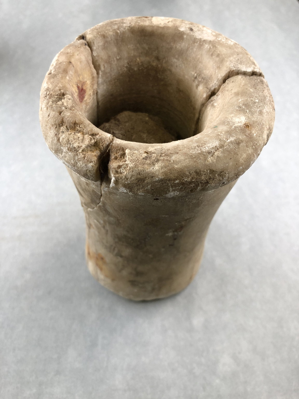 Cylindrical Jar with Ball of Clay Inside