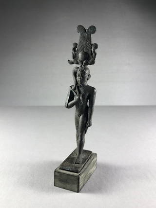 Small Statuette of Horus Wearing an Elaborate Headdress